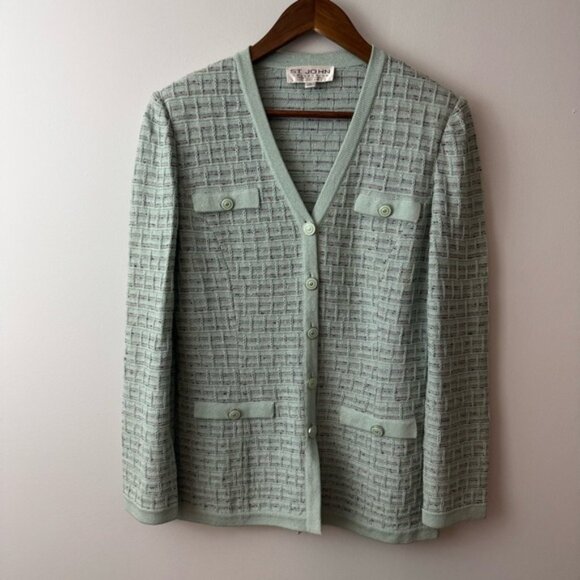 St. John Classic Look/Knit Soft Mint Green Jacket Size 10 - Women's Jacket - Picture 1 of 8